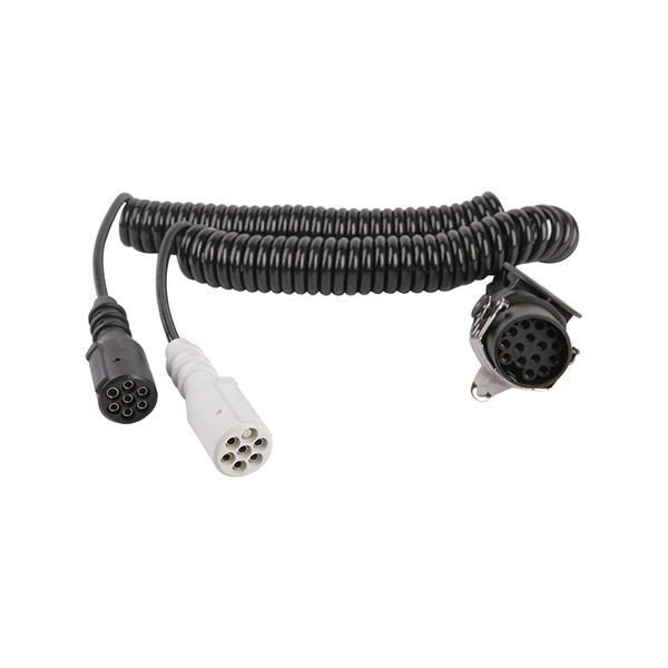 7-polet PU-spiralspole, den ene er 15-pin stik, de to andre er 24v plastikstik, kabellængde 1m,2m,3m..JH047-G
