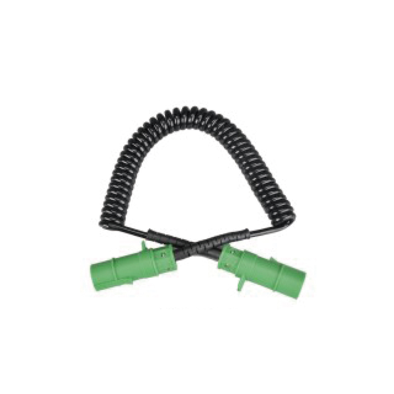 7-polet PU-spiralspole, 2 grønne plastikstik 24V; kabellængde 1m 2m 3m......JH082-A