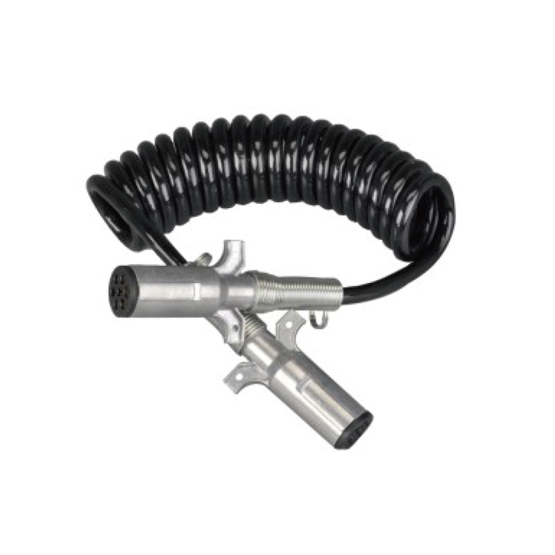 Sort spiralspole med to metalstik 24V, stiftskrue type; kabellængde 1m 2m 3m.......JH091-C