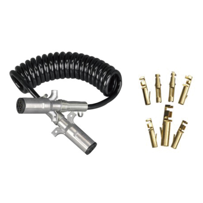 Sort spiralspole med to metalstik 24V, pin crimp type; kabellængde 1m 2m 3m.......JH091-D