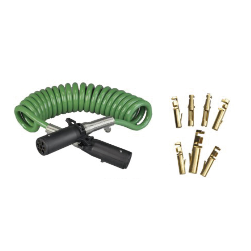 Grøn spiralspole med to plastikstik 24V, pin crimp type; kabellængde 1m 2m 3m......JH092-B