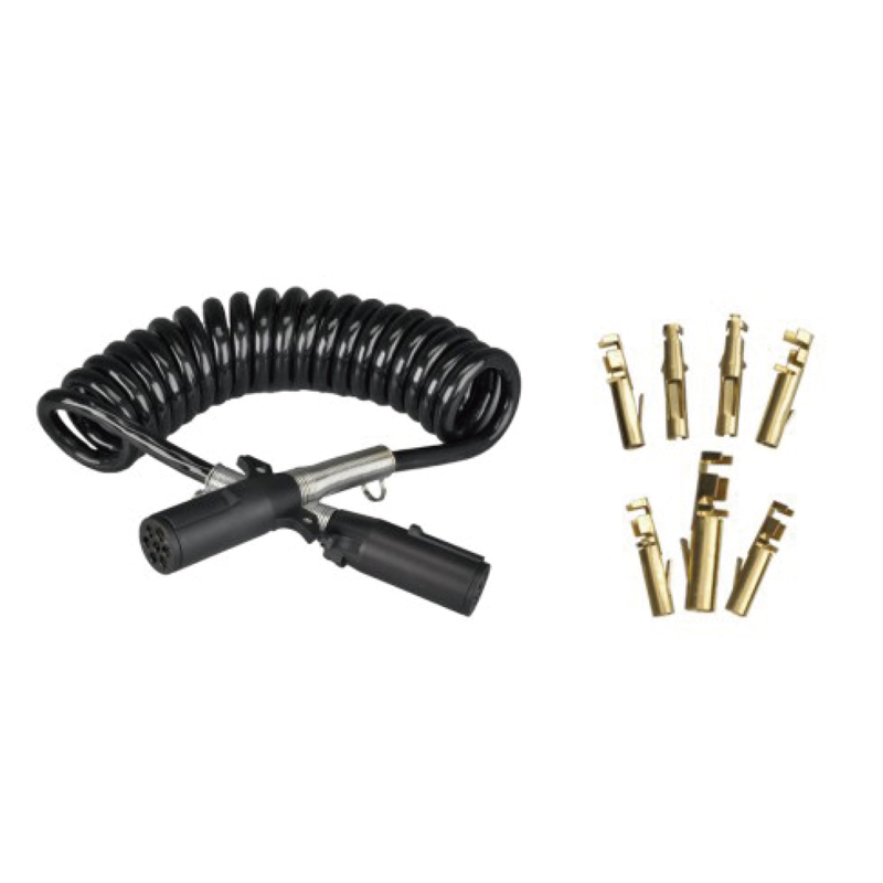Sort spiralspole med to plastikstik 24V, pin crimp type; kabellængde 1 m 2m 3m.......JH092-D